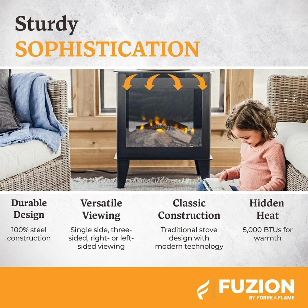 Heat & Glo Fuzion Multi-Sided Electric Fireplace Stove Heater - Image 11