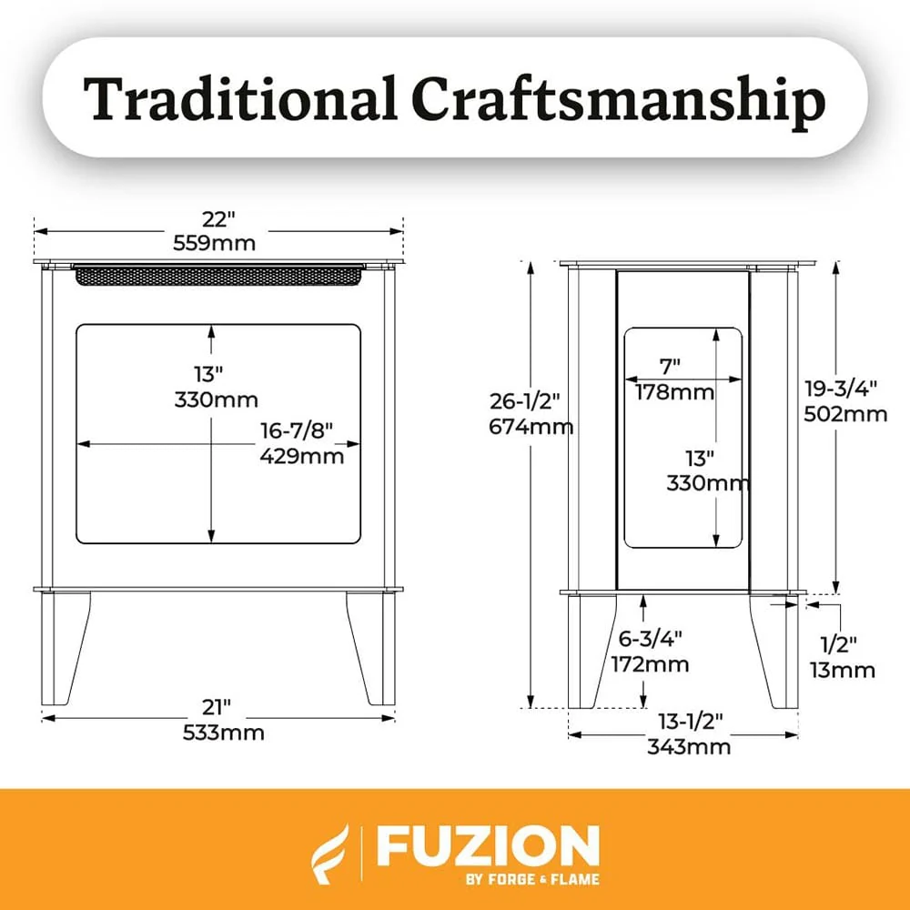 Heat & Glo Fuzion Multi-Sided Electric Fireplace Stove Heater - Image 13
