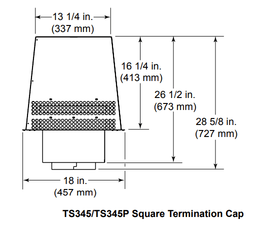 Heat & Glo Trapezoid Termination Cap (Black) - TS345P