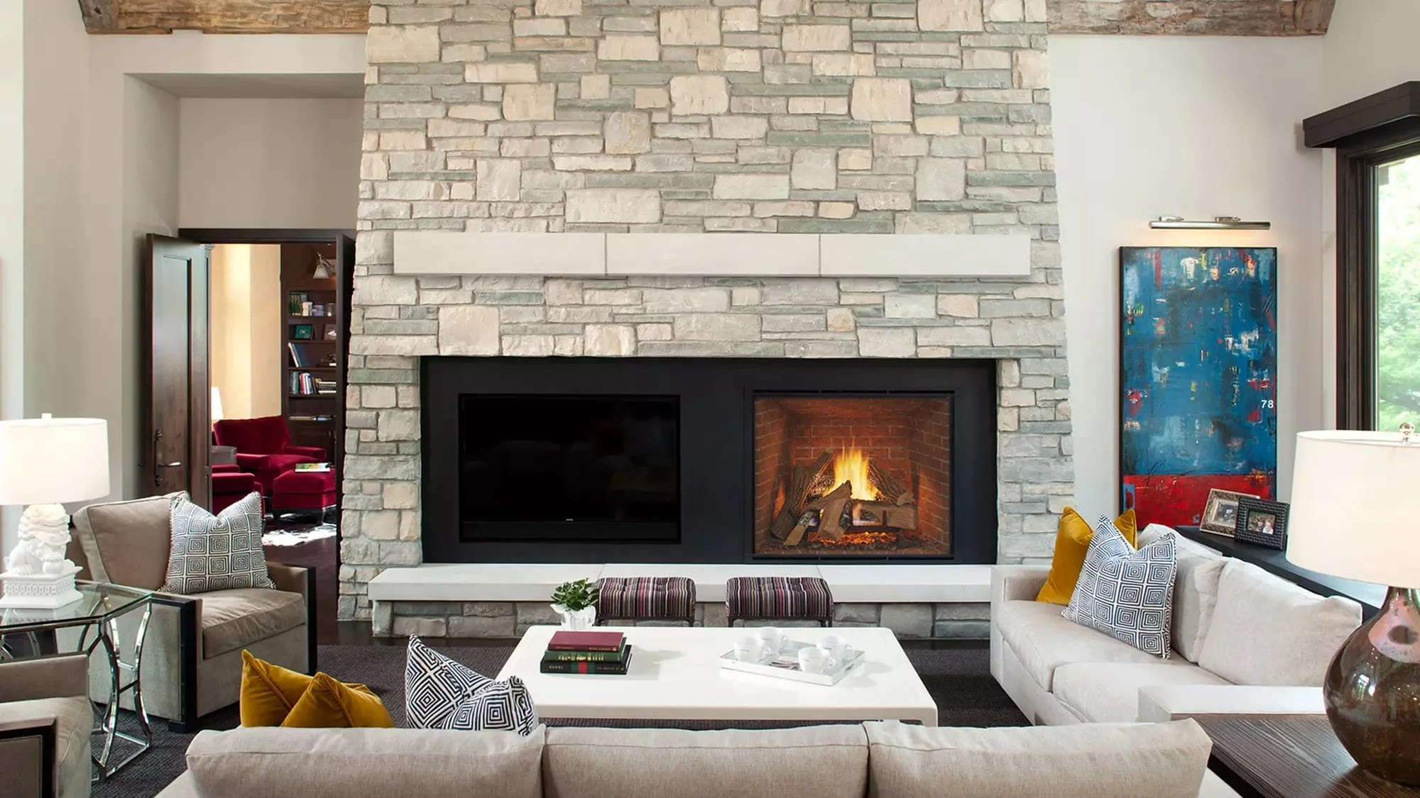Heat & Glo True 36" Indoor Gas Fireplace (Tranquil Greige Refractory) - Image 3