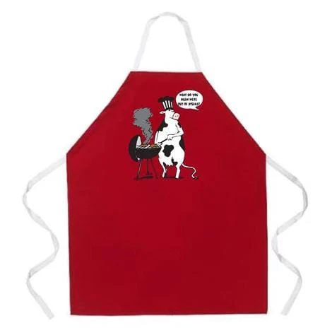 LA Imprints Attitude Apron - Cow BBQ