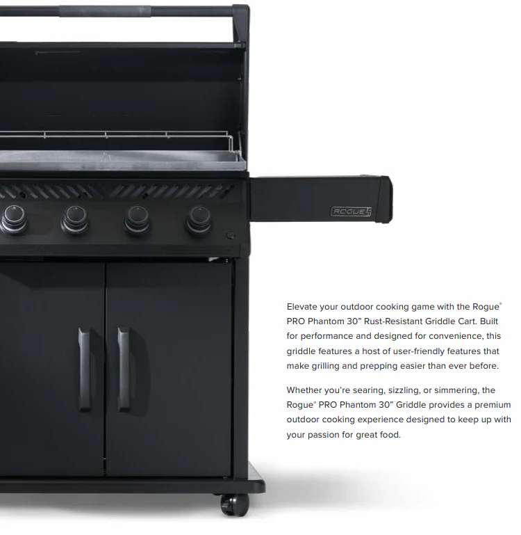Napoleon Rogue PRO Phantom 30" Rust-Resistant Gas Griddle - Image 4