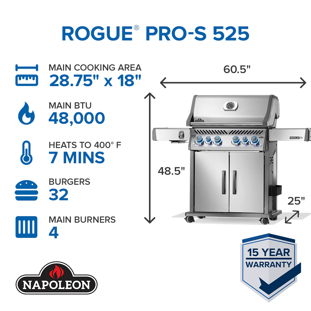 Napoleon Rogue PRO-S 525 RSIB Gas Grill (Stainless Steel) - RPS525RSIBSS-2 - Image 8
