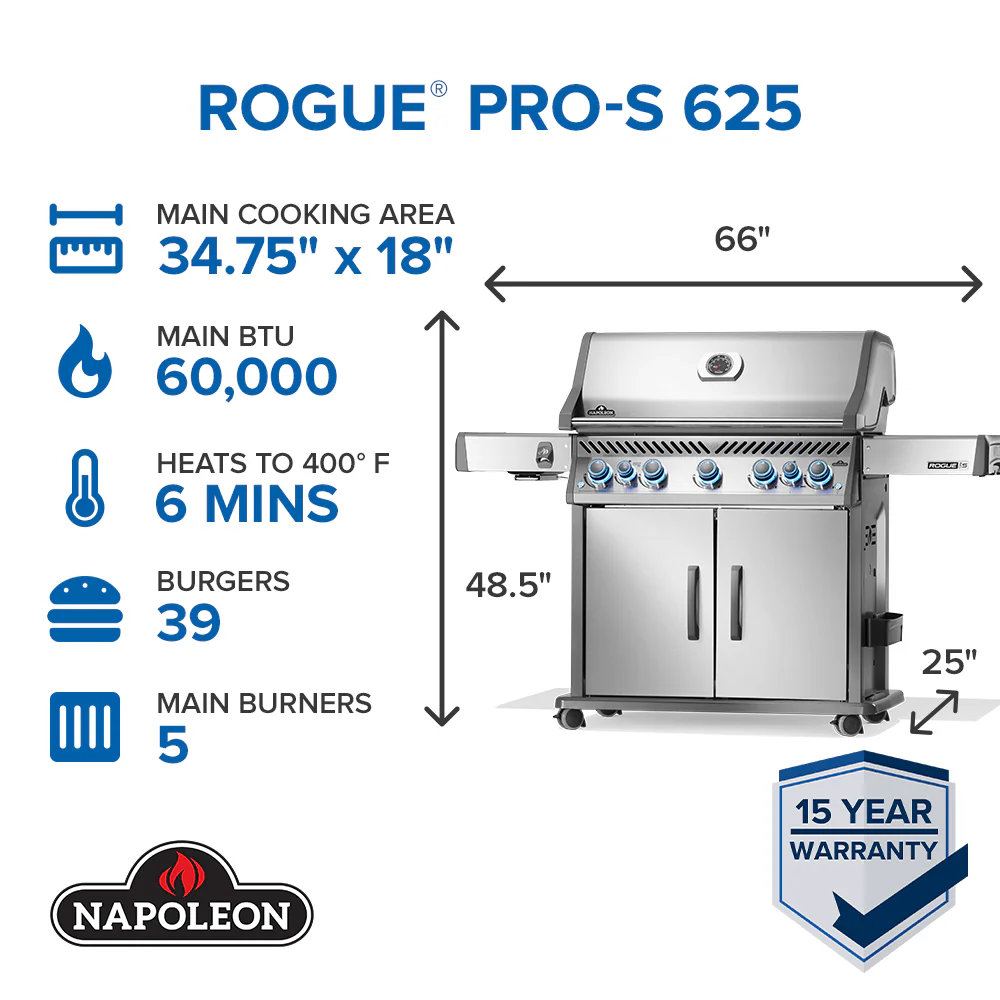 Napoleon Rogue PRO-S 625 RSIB Gas Grill (Stainless Steel) - RPS625RSIB-SS-2 - Image 10