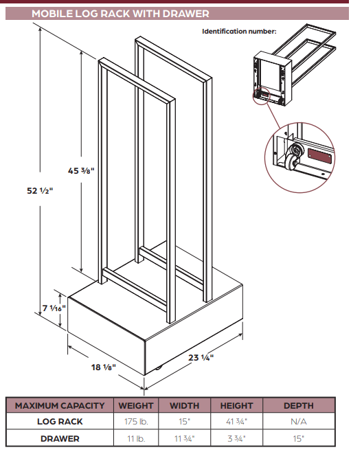 S16 MOB. LOG RACK WITH DRAWER  W
